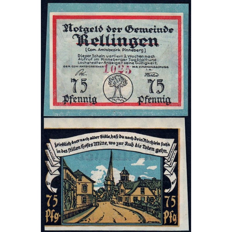 Allemagne - Notgeld - Rellingen - 75 pfennig - 1921 - Etat : NEUF