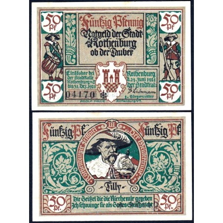 Allemagne - Notgeld - Rothenburg-ob-der-Taubel - 50 pfennig - Série III - 24/06/1921 - Etat : SPL+