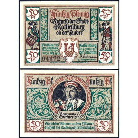 Allemagne - Notgeld - Rothenburg-ob-der-Taubel - 50 pfennig - Série VI - 24/06/1921 - Etat : SPL+