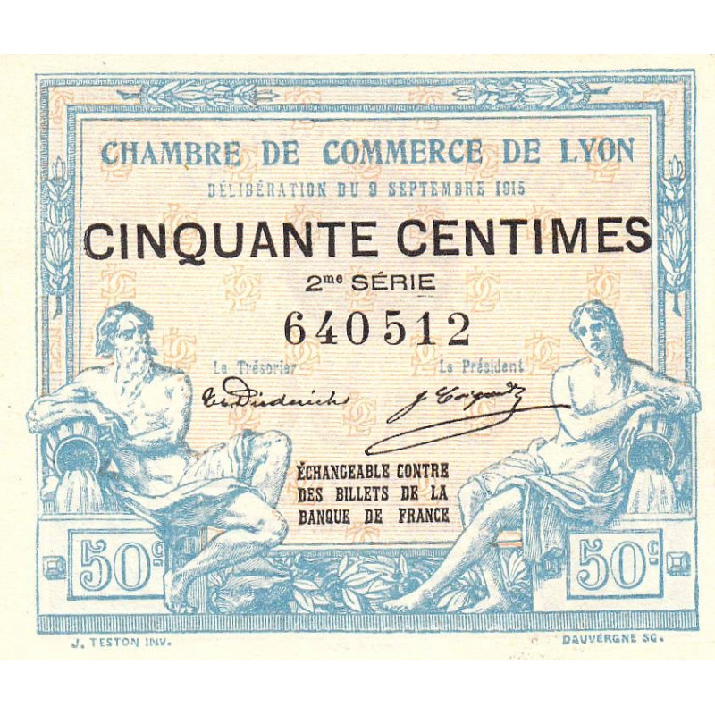 Lyon - Pirot 77-4 - 50 centimes - 2me série - 09/09/1915 - Etat : SPL