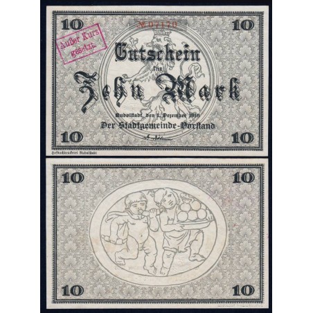 Allemagne - Notgeld - Rudolstadt - 10 mark - 01/12/1918 - Etat : NEUF