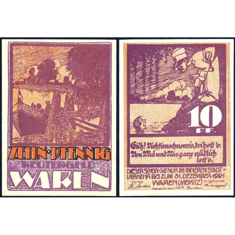 Allemagne - Notgeld - Waren - 10 pfennig - 1921 - Etat : NEUF