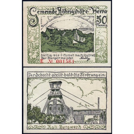 Allemagne - Notgeld - Röhrigshöfe-an-Werra - 50 pfennig - Série E - 1922 - Etat : NEUF