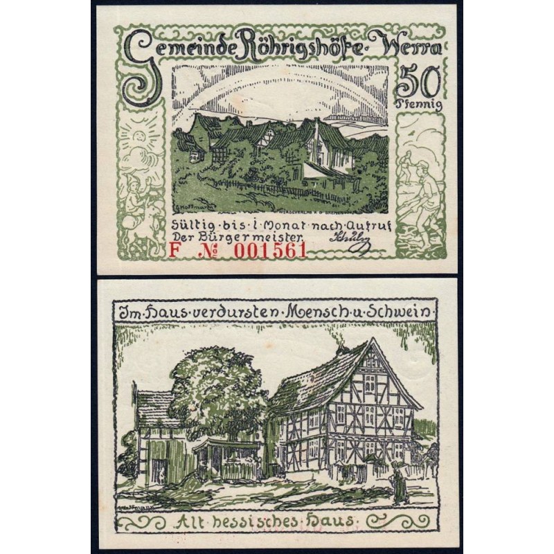 Allemagne - Notgeld - Röhrigshöfe-an-Werra - 50 pfennig - Série F - 1922 - Etat : NEUF