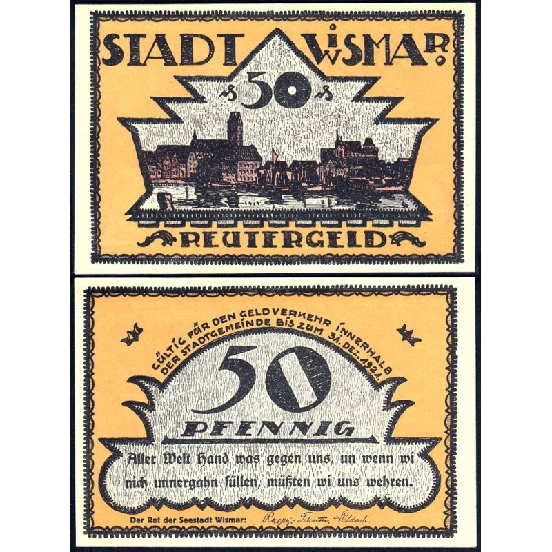 Allemagne - Notgeld - Wismar - 50 pfennig - 1921 - Etat : NEUF