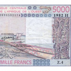 Niger - Pick 608Hg - 5'000 francs - Série Z.4 - 1982 - Etat : TTB-