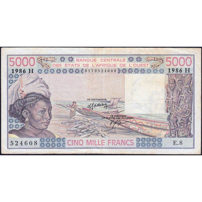 Niger - Pick 608Hk - 5'000 francs - Série E.8 - 1986 - Etat : TB