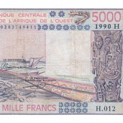 Niger - Pick 608Hm - 5'000 francs - Série H.012 - 1990 - Etat : TB-