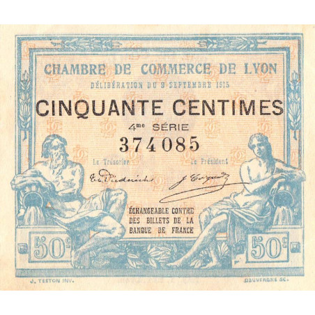 Lyon - Pirot 77-5 - 50 centimes - 4me série - 09/09/1915 - Etat : SUP+