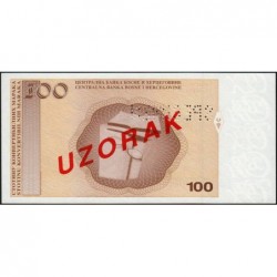 Bosnie-Herzégovine - Pick 70s_2 - 100 convertible maraka - Série A - 1998 - Spécimen - Etat : NEUF