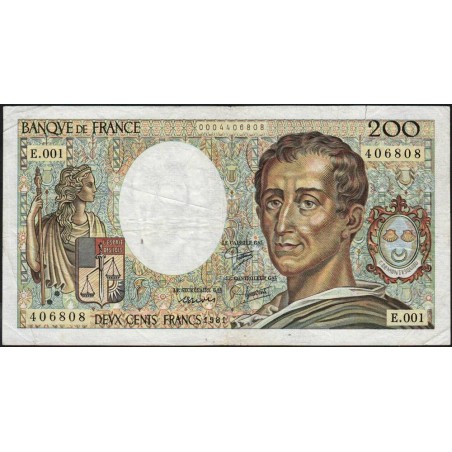 F 70-01 - 1981 - 200 francs - Montesquieu - Série E.001 - Etat : TB-