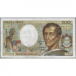 F 70-01 - 1981 - 200 francs - Montesquieu - Série G.001 - Etat : TTB