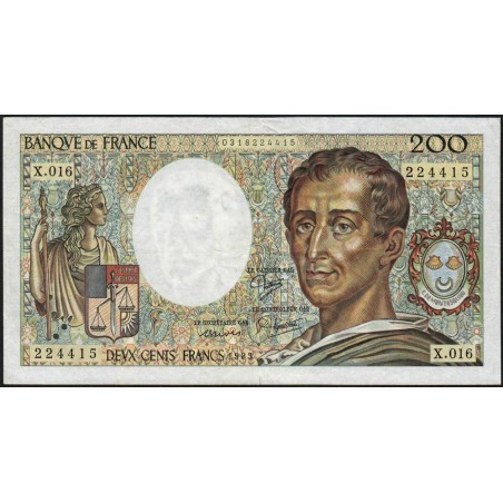 F 70-03 - 1983 - 200 francs - Montesquieu - Série X.016 - Etat : TB+
