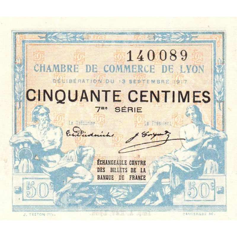 Lyon - Pirot 77-14 - 50 centimes - 7me série - 13/09/1917 - Etat : SPL