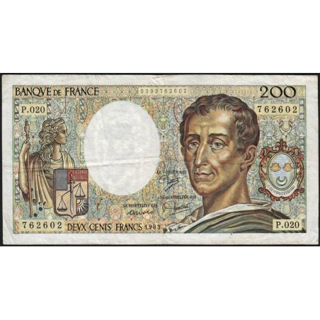 F 70-03 - 1983 - 200 francs - Montesquieu - Série P.020 - Etat : TB