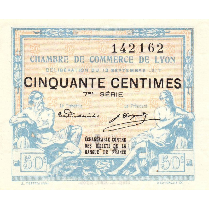 Lyon - Pirot 77-14 - 50 centimes - 7me série - 13/09/1917 - Etat : NEUF