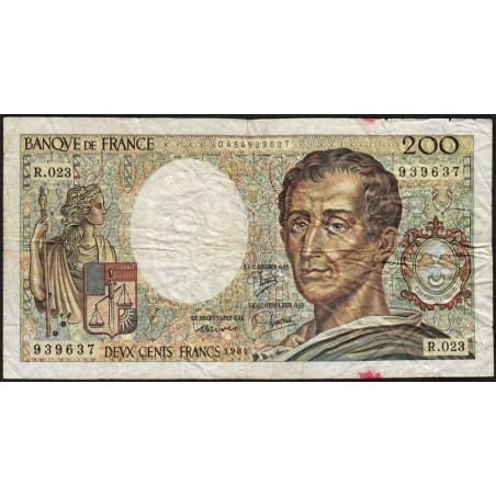 F 70-04 - 1984 - 200 francs - Montesquieu - Série R.023 - Etat : B