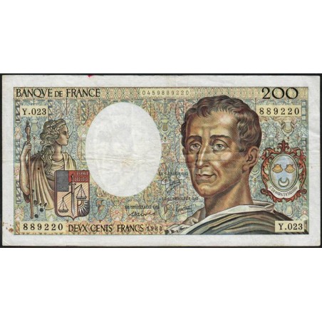 F 70-04 - 1984 - 200 francs - Montesquieu - Série Y.023 - Etat : TB-