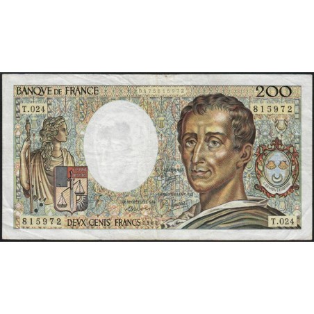 F 70-04 - 1984 - 200 francs - Montesquieu - Série T.024 - Etat : TB