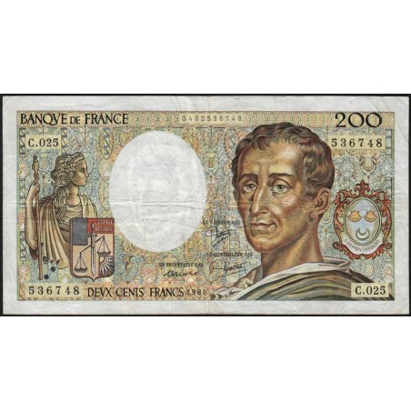 F 70-04 - 1984 - 200 francs - Montesquieu - Série C.025 - Etat : TB-