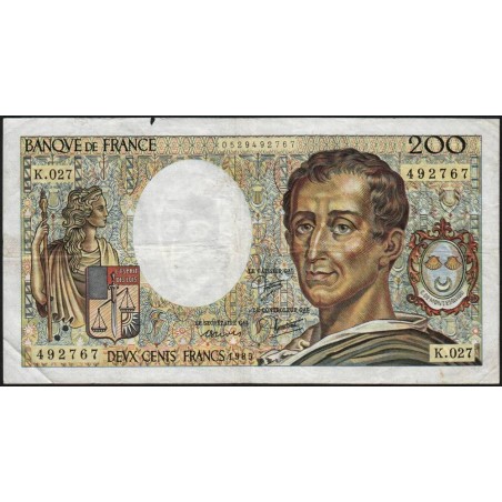 F 70-05 - 1985 - 200 francs - Montesquieu - Série K.027 - Etat : TB-