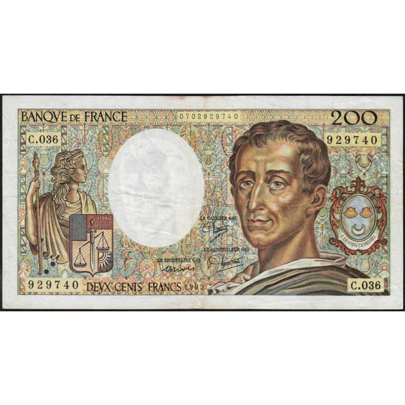 F 70-05 - 1985 - 200 francs - Montesquieu - Série C.036 - Etat : TB-
