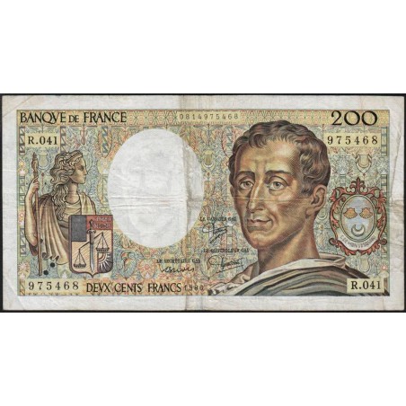 F 70-06 - 1986 - 200 francs - Montesquieu - Série R.041 - Etat : B+