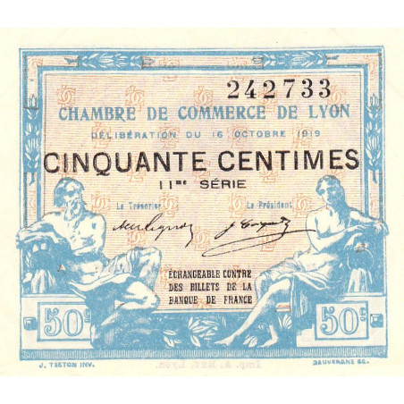 Lyon - Pirot 77-18 - 50 centimes - 11me série - 16/10/1919 - Etat : SUP+