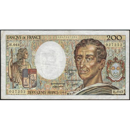 F 70-06 - 1986 - 200 francs - Montesquieu - Série H.043 - Etat : TB-