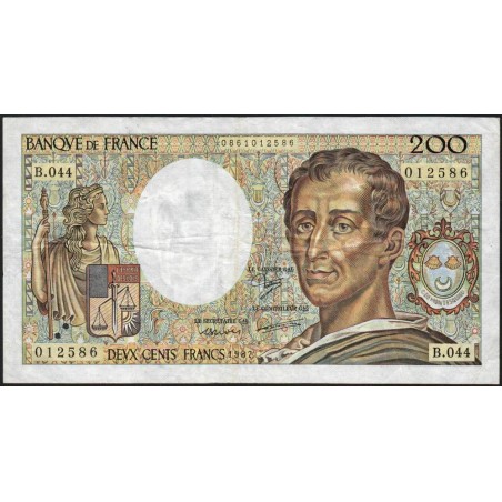 F 70-07 - 1987 - 200 francs - Montesquieu - Série B.044 - Etat : TB