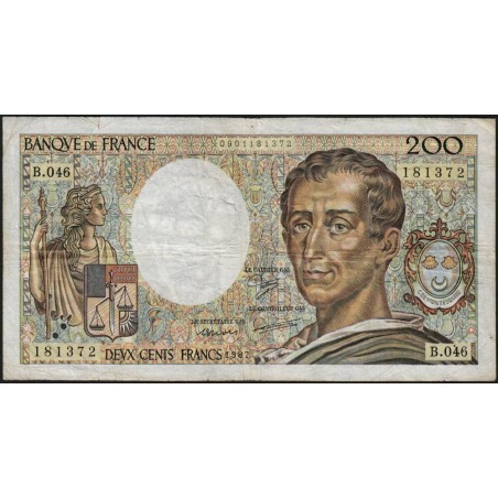 F 70-07 - 1987 - 200 francs - Montesquieu - Série B.046 - Etat : TB-