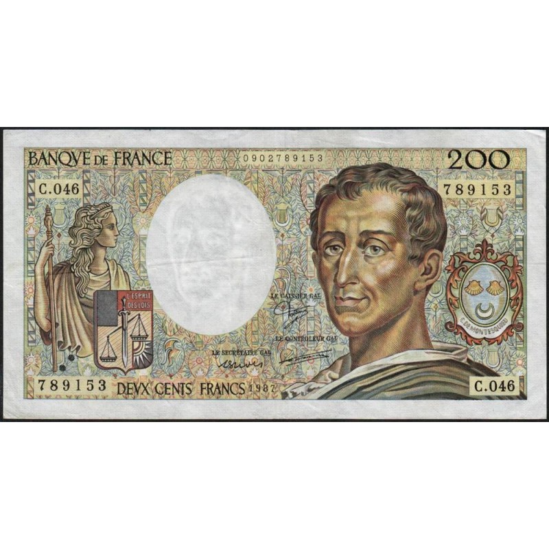 F 70-07 - 1987 - 200 francs - Montesquieu - Série C.046 - Etat : TTB-