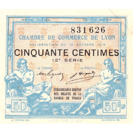 Lyon - Pirot 77-18 - 50 centimes - 12e série - 16/10/1919 - Etat : SUP+