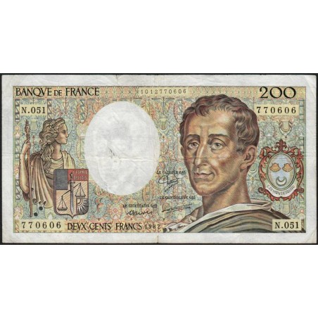 F 70-07 - 1987 - 200 francs - Montesquieu - Série N.051 - Etat : TB-