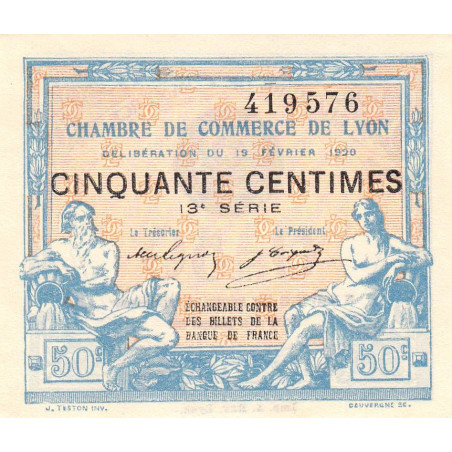 Lyon - Pirot 77-20 - 50 centimes - 13e série - 19/02/1920 - Etat : NEUF