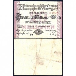 Allemagne - Notgeld - Stuttgart - 20 millions mark - 20/09/1923 - Etat : TB+