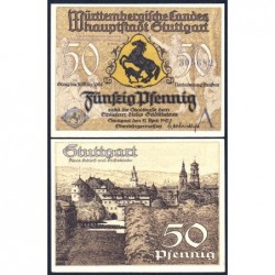 Allemagne - Notgeld - Stuttgart - 50 pfennig - Série A - 21/04/1921 - Etat : NEUF