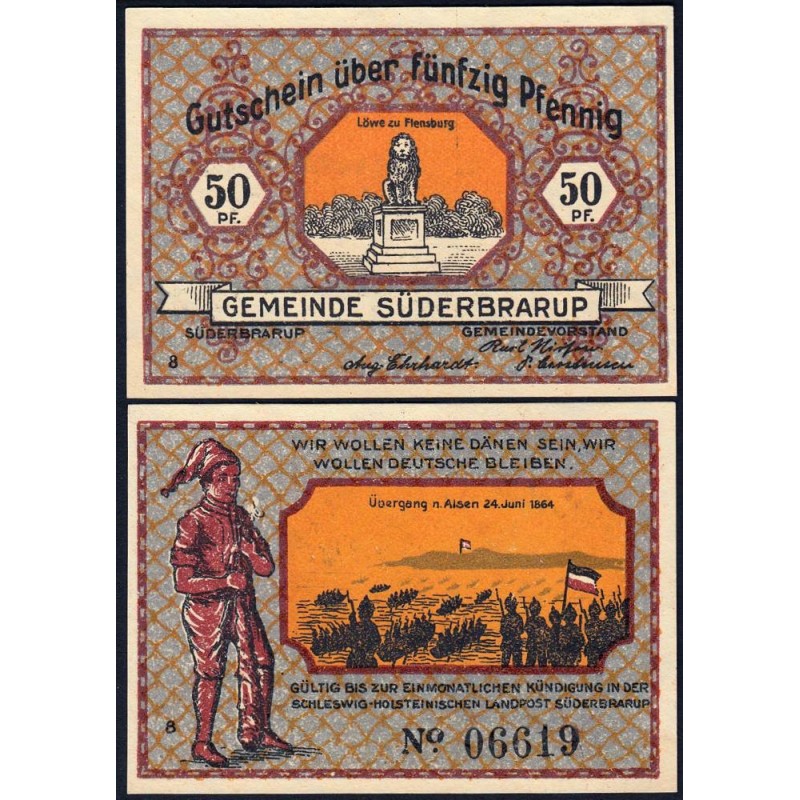 Allemagne - Notgeld - Süderbrarup - 50 pfennig - Série 8 - 1921 - Etat : NEUF