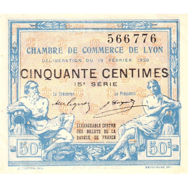 Lyon - Pirot 77-20 - 50 centimes - 15e série - 19/02/1920 - Etat : SUP+