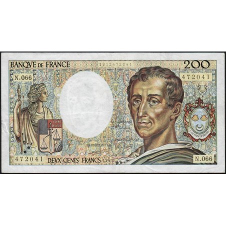 F 70-09 - 1989 - 200 francs - Montesquieu - Série N.066 - Etat : TB+