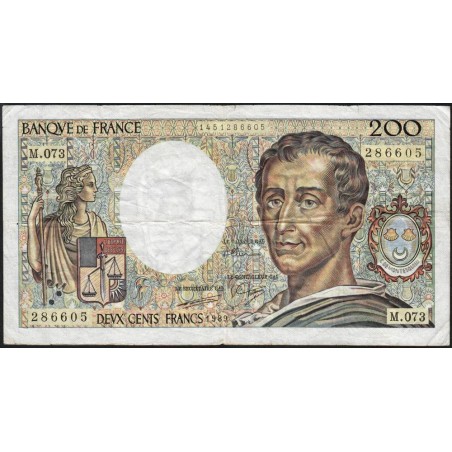 F 70-09 - 1989 - 200 francs - Montesquieu - Série M.073 - Etat : TB-