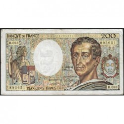 F 70-09 - 1989 - 200 francs - Montesquieu - Série R.073 - Etat : TB-