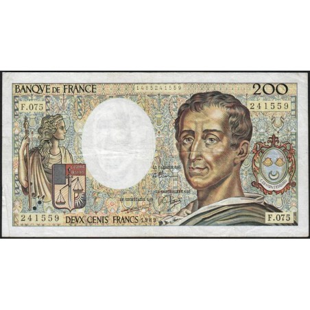 F 70-09 - 1989 - 200 francs - Montesquieu - Série F.075 - Etat : TTB-