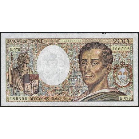 F 70-10a - 1990 - 200 francs - Montesquieu - Série B.079 - Etat : TB