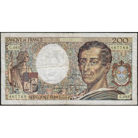 F 70-10a - 1990 - 200 francs - Montesquieu - Série C.083 - Etat : B+
