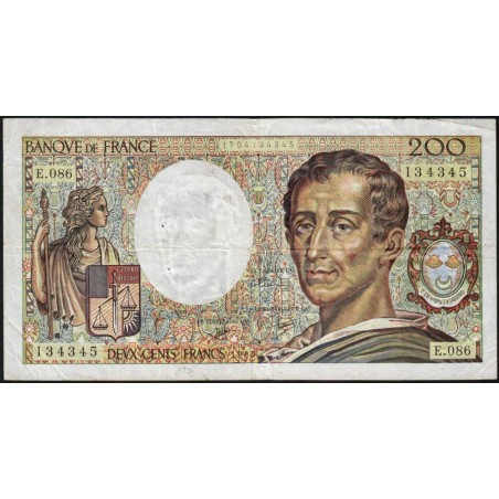 F 70-10a - 1990 - 200 francs - Montesquieu - Série E.086 - Etat : TB-