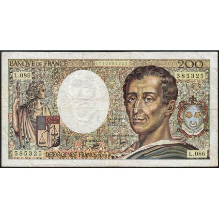 F 70-10a - 1990 - 200 francs - Montesquieu - Série L.086 - Etat : TB-