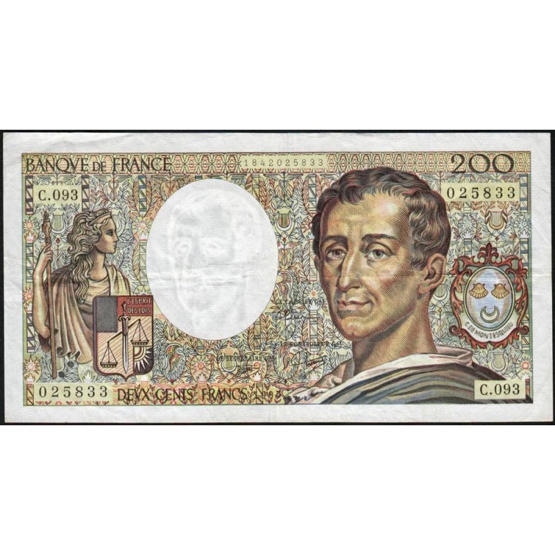 F 70-10b - 1990 - 200 francs - Montesquieu - Série C.093 - Etat : TTB-