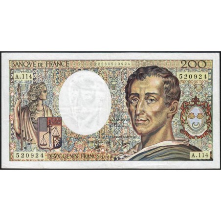 F 70-10c - 1990 - 200 francs - Montesquieu - Série A.114 - Etat : TB+