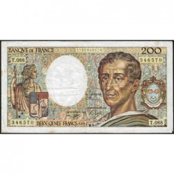 F 70-11 - 1991 - 200 francs - Montesquieu - Série T.088 - Etat : TB-